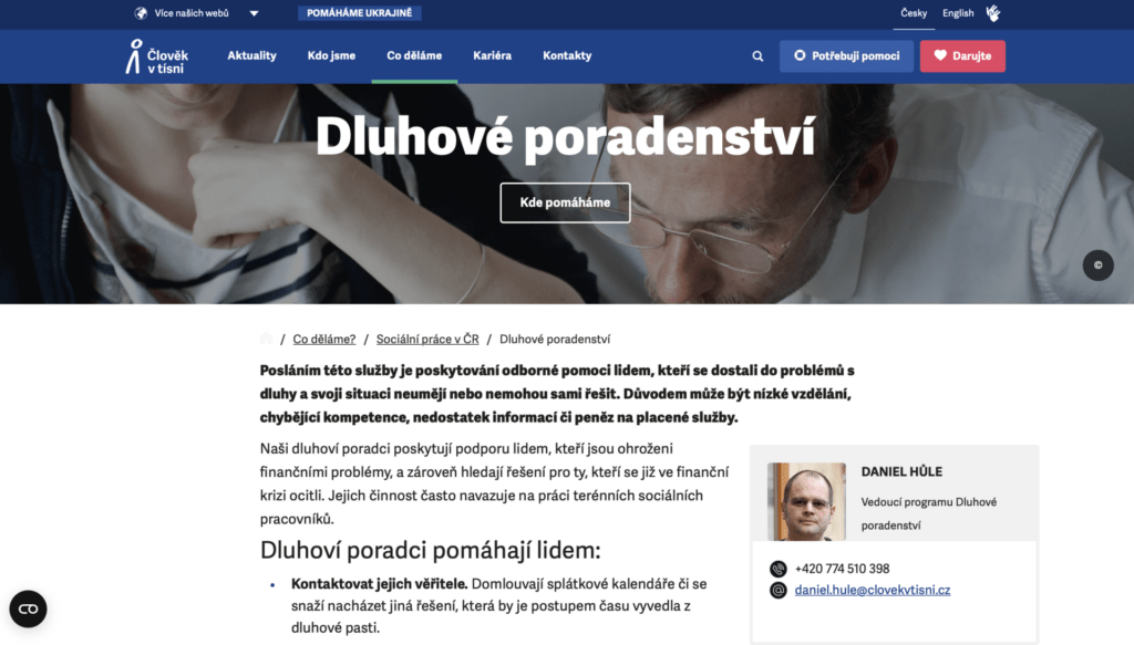 V nouzi pomůže státní podpora či Člověk v tísni, nikoli další dluh.